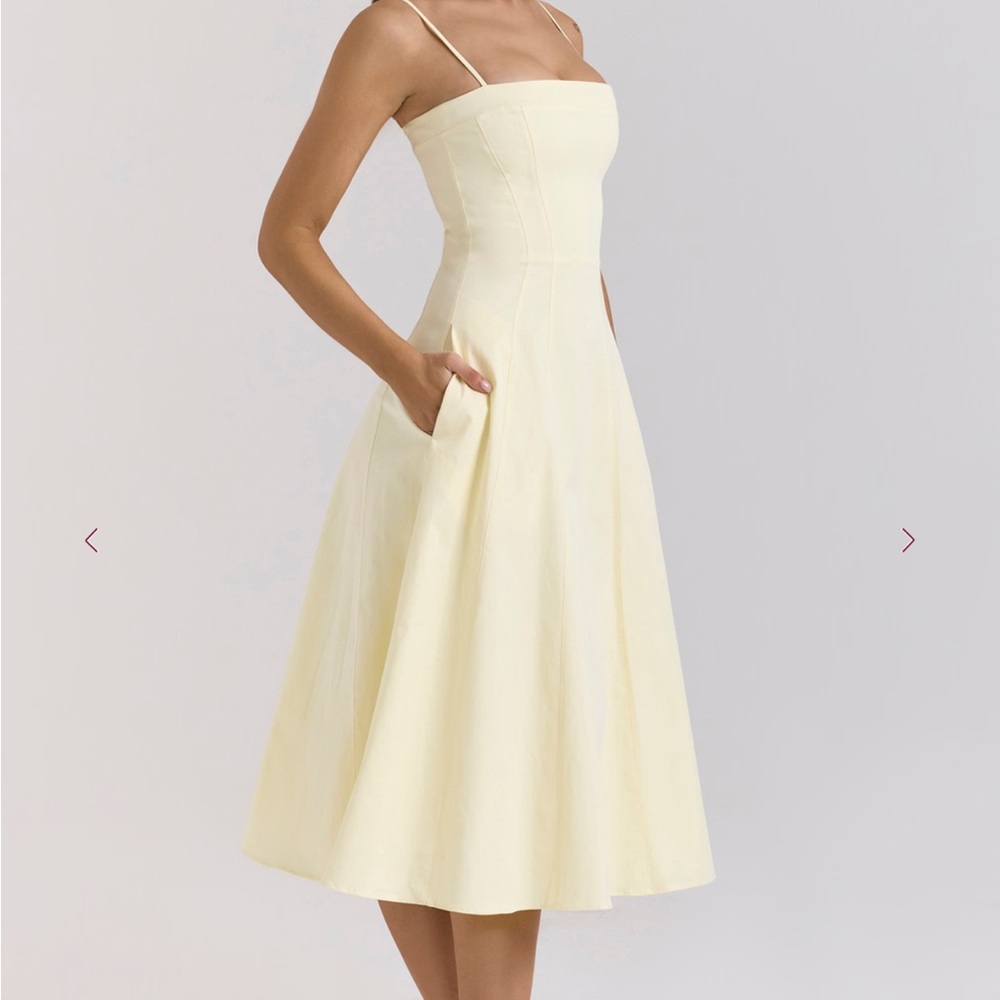 DOLLY Lemon Stretch Cotton A-Line Midi Sundress - Picture 3 of 9